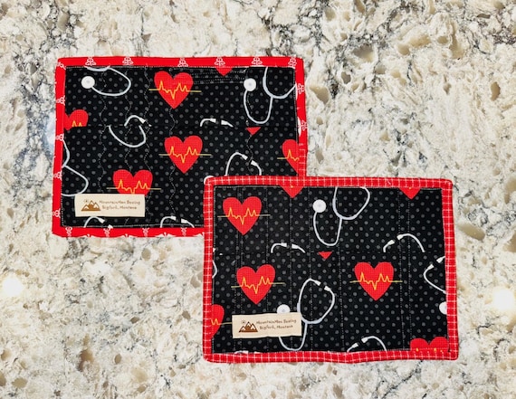 Medical Themed Set of Two Snack Mats ~ Mug Rug Set ~ FREE SHIPPING!