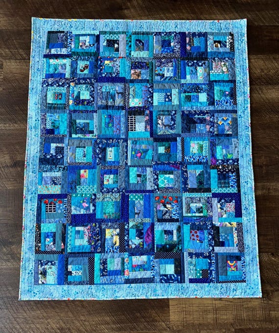 Sweet Memories Quilt ~ Shades of Blue ~ I Spy ~ FREE SHIPPING ~ 47 x 59 ~ Joyfully Packaged by Special Olympic Athletes ~ Ready to Ship!