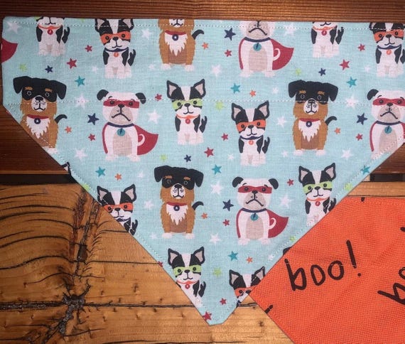 Reversible Pet Bandana for Halloween ~ FREE SHIPPING ~ Fits Over Collar ~ Joyfully Packaged by Young Adults with Special Abilities