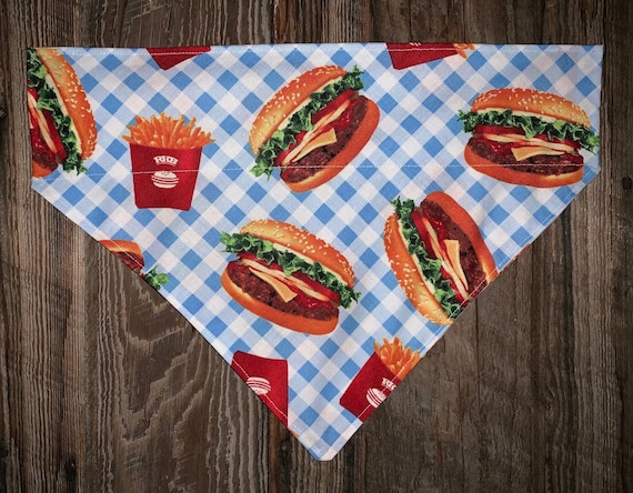 Cheeseburger Pet Bandana ~ FREE SHIPPING ~ Your Pet's Collar Slips Thru ~ Made in Montana!