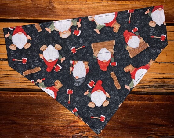 Gnome Lumberjacks Pet Bandana ~ Your Pet's Collar Slips Thru ~ Made in Montana ~ Free Shipping!