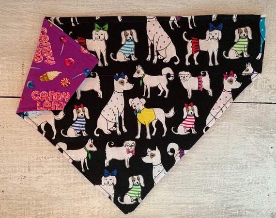 Reversible Pet Bandana, Reversible, Collar Slips Thru, Ready to Ship, Made in Montana, Free Shipping!