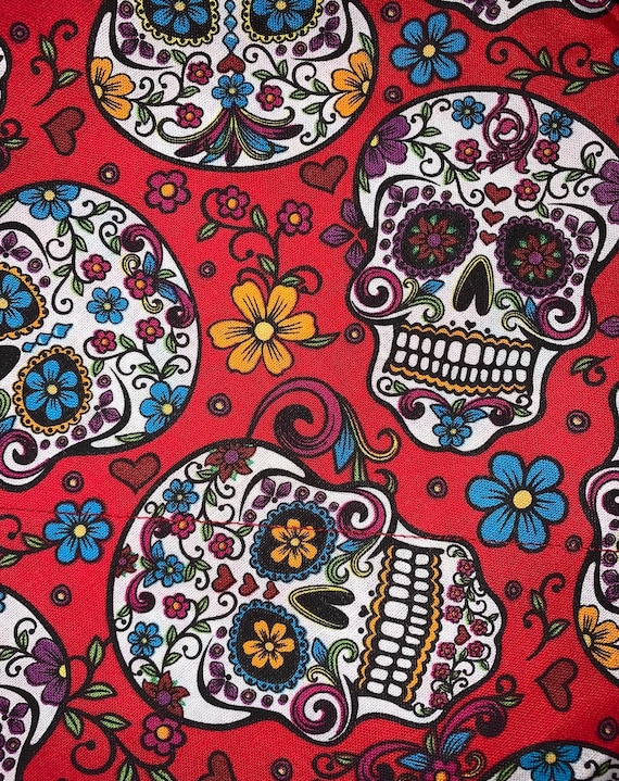 Sugar Skulls Pet Bandana ~ FREE SHIPPING ~ Your Pet's Collar Slips Thru ~ Ready to Ship!