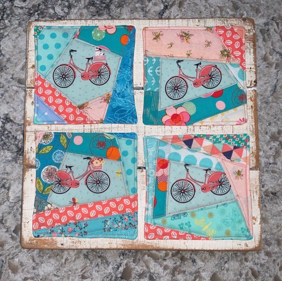 Summer Bikes Coaster Set of 4 ~ Handmade ~ FREE SHIPPING