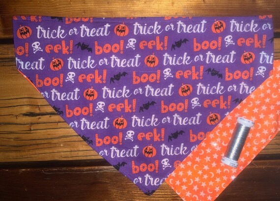 Reversible Pet Bandana for Halloween ~ FREE SHIPPING ~ Fits Over Collar ~ Joyfully Packaged by Young Adults with Special Abilities