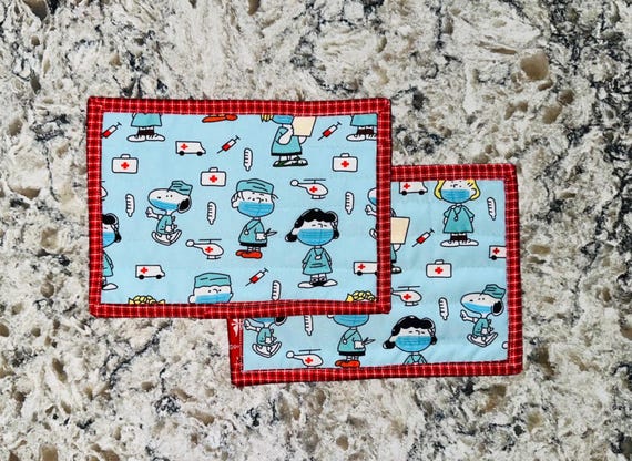 Medical Themed Set of Two Snack Mats ~ Mug Rug Set ~ FREE SHIPPING!
