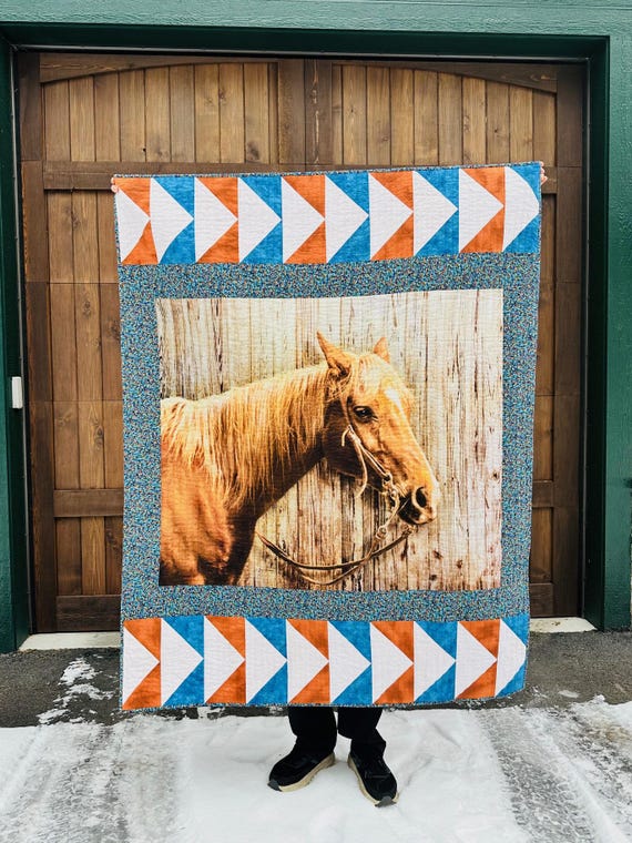 Horsing Around Lap Quilt ~ FREE SHIPPING ~ 50 x 63 ~ Reversible ~ Ready to Ship from Montana!