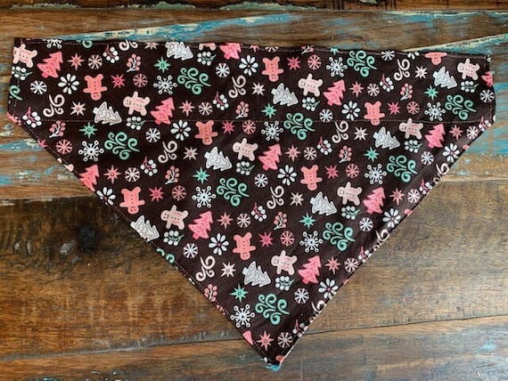 LAST ONES ~ L ~ Gingerbread Pet Bandana ~ Your Pet's Collar Slides Thru ~ Free Shipping!