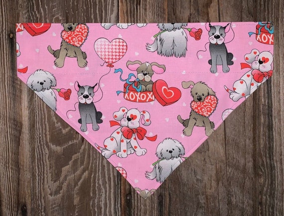 LAST ONES ~ S/XS ~ Valentine Pet Bandana ~ Your Pet's Collar Slips Thru ~ Free Shipping ~ Proudly Made in Montana