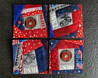 USMC Quilted Coaster Set of 4 ~ Handmade ~ FREE SHIPPING