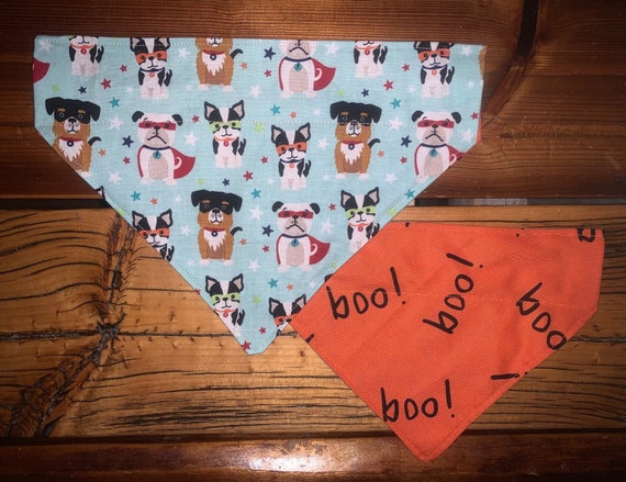 Reversible Pet Bandana for Halloween ~ FREE SHIPPING ~ Fits Over Collar ~ Joyfully Packaged by Young Adults with Special Abilities