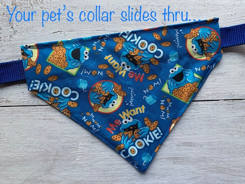 Nom Nom Cookies Dog Bandana Your Pet's Collar Slides Thru It Free Shipping image 6