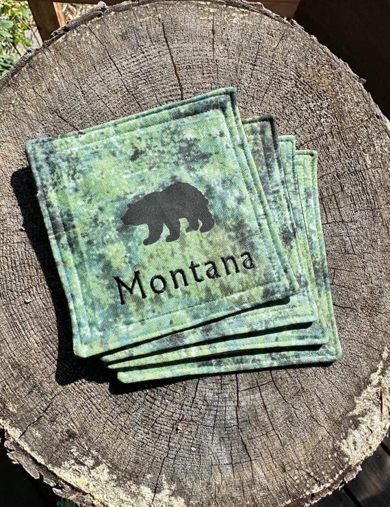 Montana Bear Coasters ~ FREE SHIPPING ~ Set of 4 ~ Handmade and Quilted