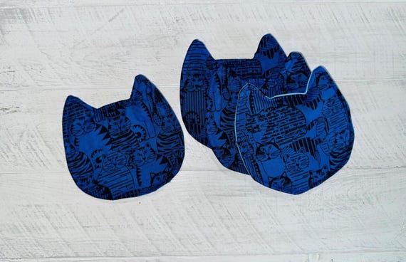 Cat Shaped Coasters Set of 4 ~ FREE SHIPPING ~ Reversible ~ Handmade in Montana!