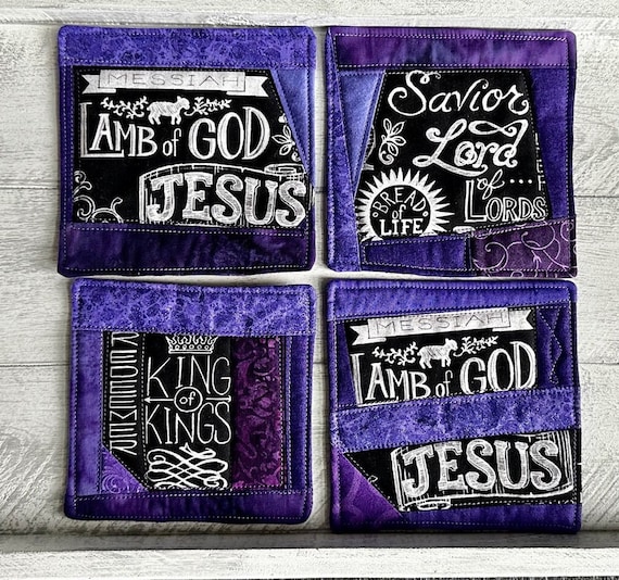 Grace Quilted Coasters Set of 4 ~ Handmade and Ready to Go ~ Reversible ~ FREE SHIPPING!