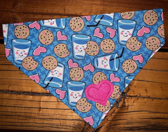 Milk & Cookies Dog Bandana, Collar Slips Thru, Assistedly Made by Young Adults with Special Abilities, ALWAYS FREE SHIPPING