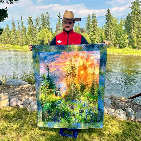 Montana Bears Lap Quilt ~ FREE SHIPPING ~ 43 x 50 ~ Reversible ~ Ready to Ship from Montana!