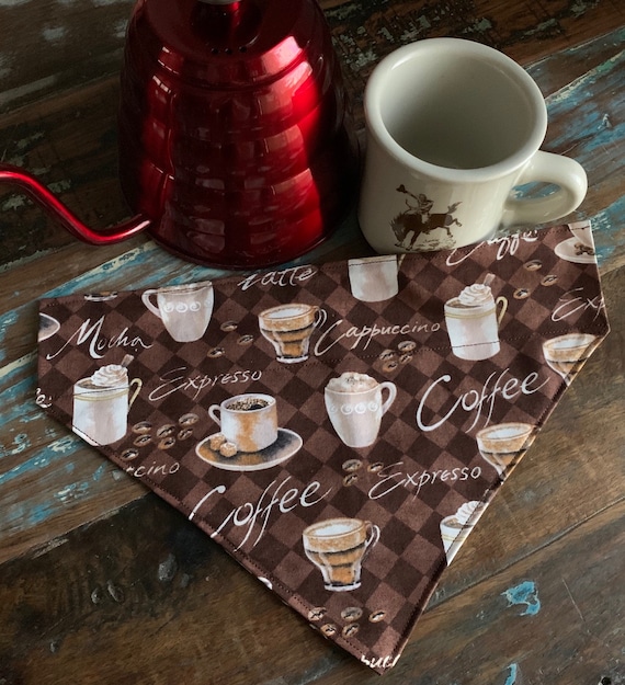 Coffee Pet Bandana ~ FREE SHIPPING ~ Fits Cats or Dogs ~ Proudly Produced in Montana by Young Adults with Special Abilities =)