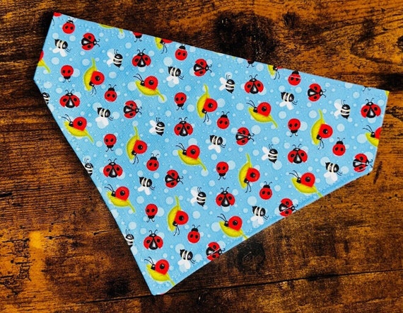 Ladybug Pet Bandana ~ FREE SHIPPING ~ Your Pet's Collar Slips Thru ~ Happily Packaged by Young Adults with Special Abilities =)