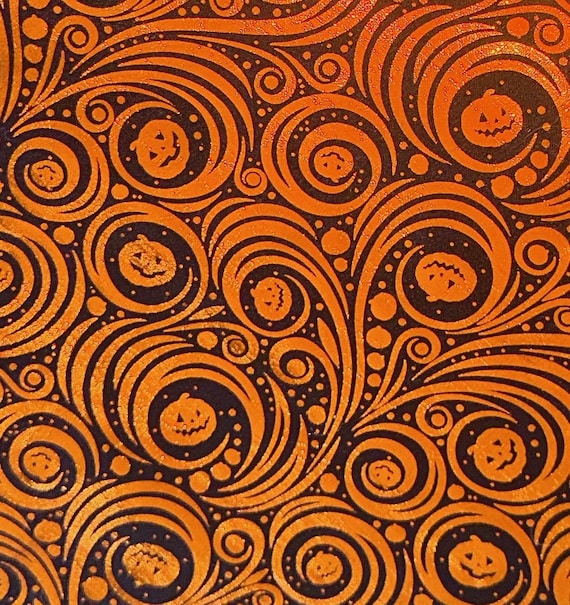 Shiny Foil Pumpkins Pet Bandana ~ FREE SHIPPING ~ Your Collar Slips Thru ~ Ready to Ship!