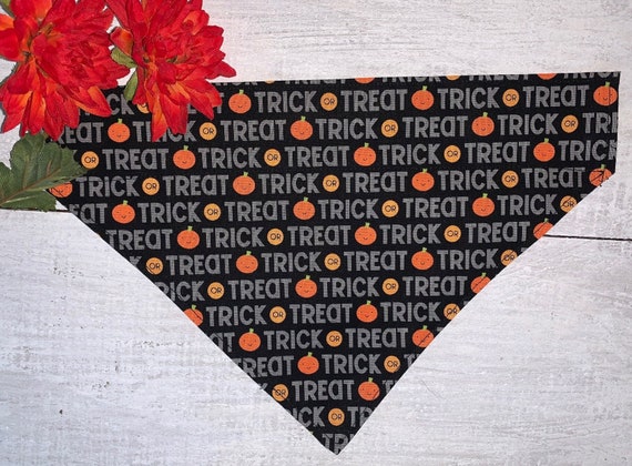 Trick or Treat Pet Bandana, Dog Bandana, Over the Collar Bandana, Halloween Bandana, Dog Costume, Made in Montana, Cat Bandana