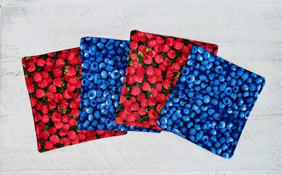 Berry Coasters Set of 4 ~ FREE SHIPPING ~ Handmade and Quilted ~ Made in Montana!