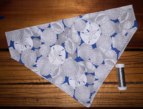 LAST ONES ~ S/XS ~ Seashell Pet Bandana ~ Your Pet's Collar Slides Thru ~ Free Shipping ~ Proudly Made in Montana