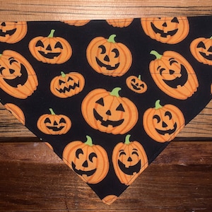 Jack o Lantern Pet Bandana ~ SHIPS FREE ~ Your Pet's Collar Slips Thru ~ Made in Montana