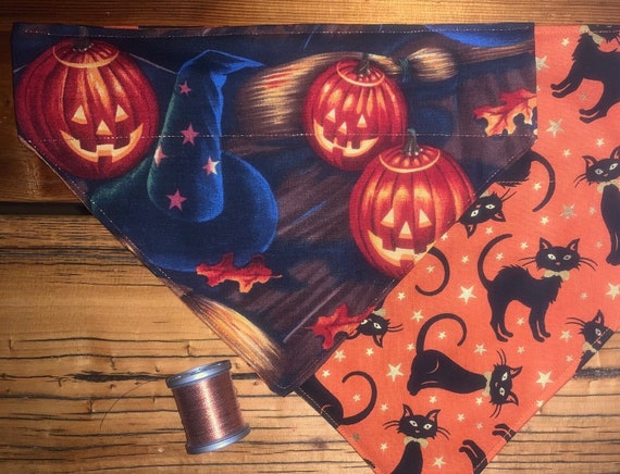 LAST ONE ~ XL ~ Reversible Pet Bandana for Halloween ~ Free Shipping ~ Fits Over the Collar
