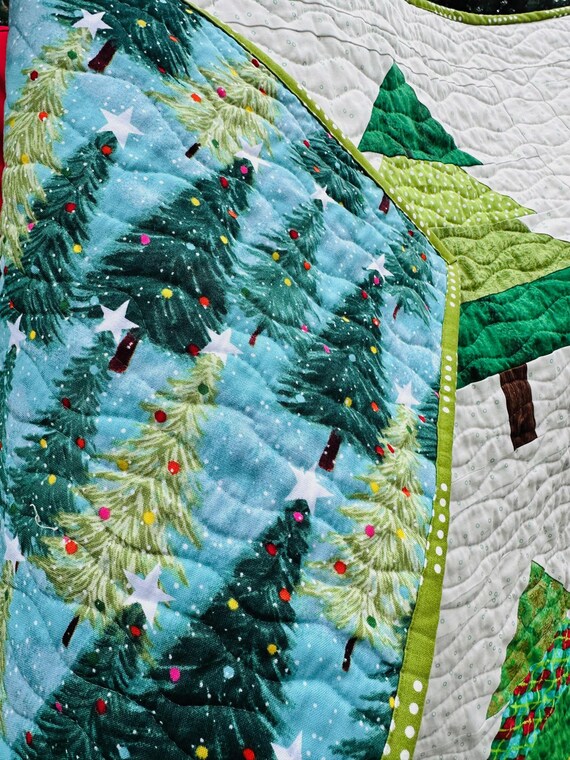 Christmas Trees Lap Quilt ~ FREE SHIPPING ~ 43 x 46 ~ Reversible ~ Ready to Ship from Montana!