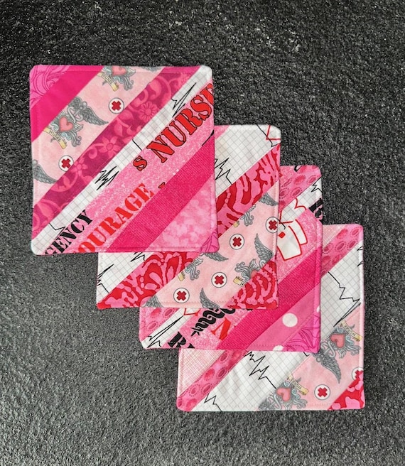 Nurse Themed Coasters Set of 4 ~ FREE SHIPPING ~ Handmade and Quilted ~ Reversible