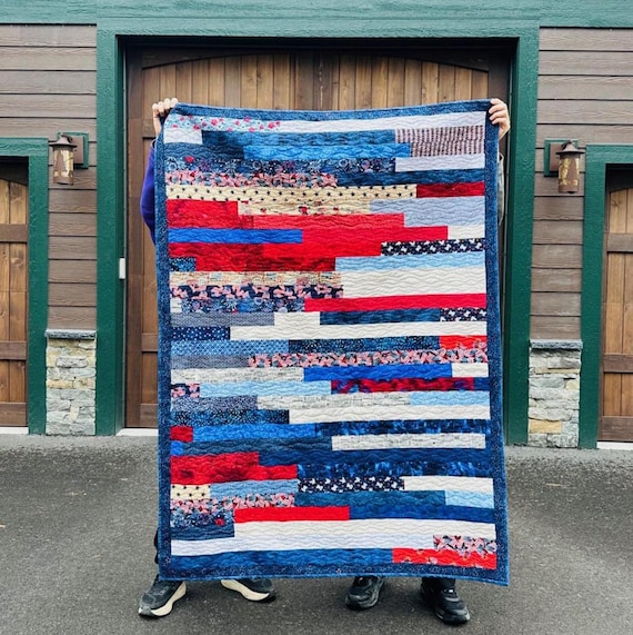 Patriotic Quilt Finished and Ready to Ship ~ 48 x 64 ~ FREE SHIPPING!