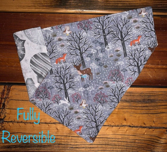 Woodland Winter Pet Bandana ~ FREE SHIPPING ~ Your Pet's Collar Slides Thru ~ Joyfully Packaged by Young Adults with Special Abilities =)
