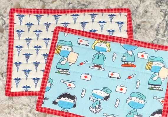 Medical Themed Set of Two Snack Mats ~ Mug Rug Set ~ FREE SHIPPING!