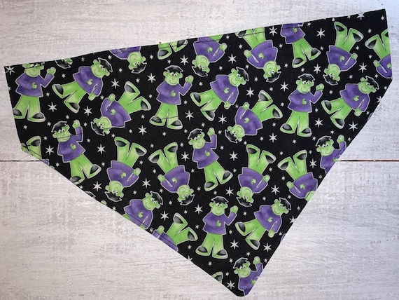 Frankenstein Pet Bandana ~ FREE SHIPPING ~ Fits Dog Cat or Critter ~ Your Pet's Collar Slips Thru ~ Made in Montana ~ Ready to Ship!