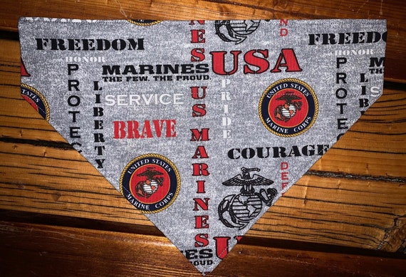 LAST ONES S/Teensy ~ USMC Pet Bandana ~ Free Shipping ~ Your Pet's Collar Slides Thru