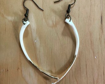 Gold Snake Rib Earrings