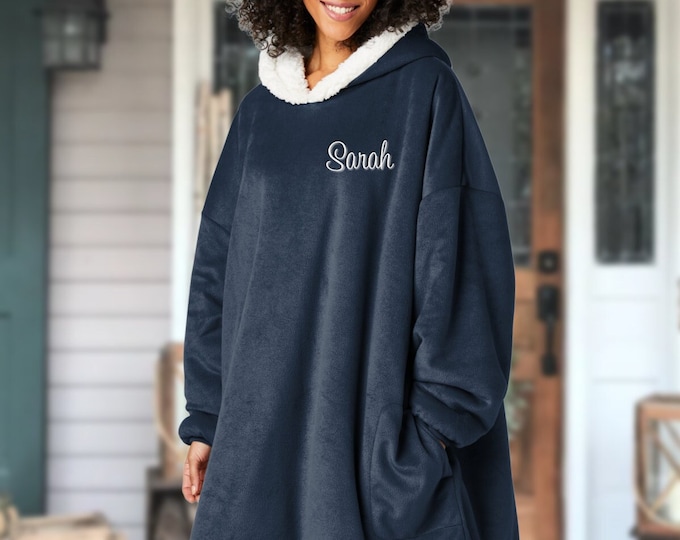 Wearable Blanket with Embroidered Name, Custom Embroidered Wearable Blanket, Personalized Wearable Blanket