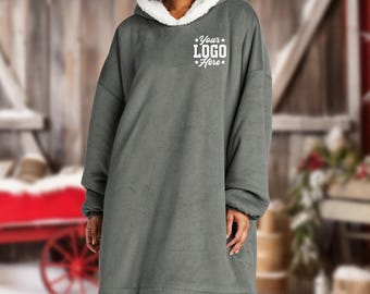 Wearable Blanket with Embroidered Logo, Custom Wearable Blanket with Business or Sports Team Logo, Personalized Wearable Blanket