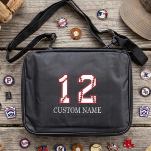 Custom Baseball Pin Bag with Number & Name, Embroidered Pin Bag, Cooperstown Pin Bag, Baseball Team Pin Bag, Personalized Baseball Pin Bag