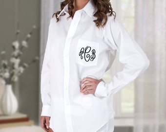 Monogrammed Button-Down Shirt, Bridesmaid Button-Down Shirt, Bridal Party Getting Ready Shirt