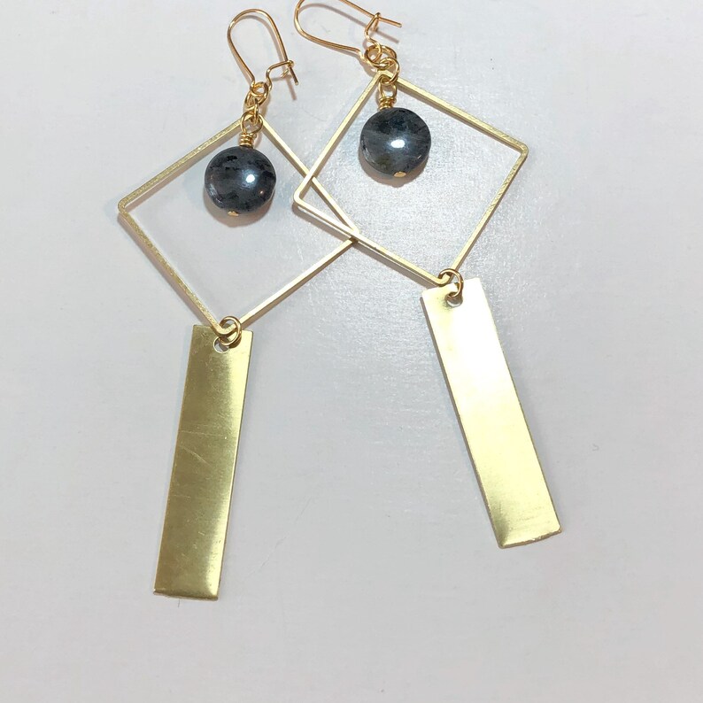 Laboradite goldtone Earrings