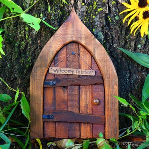 Fairy Door/Windows, Optionally Personalize, WoodTone, Hobbit/Gnome/Whimsical Style, Handmade with Reclaimed Wood, Indoor/Outdoor, Weatherprf