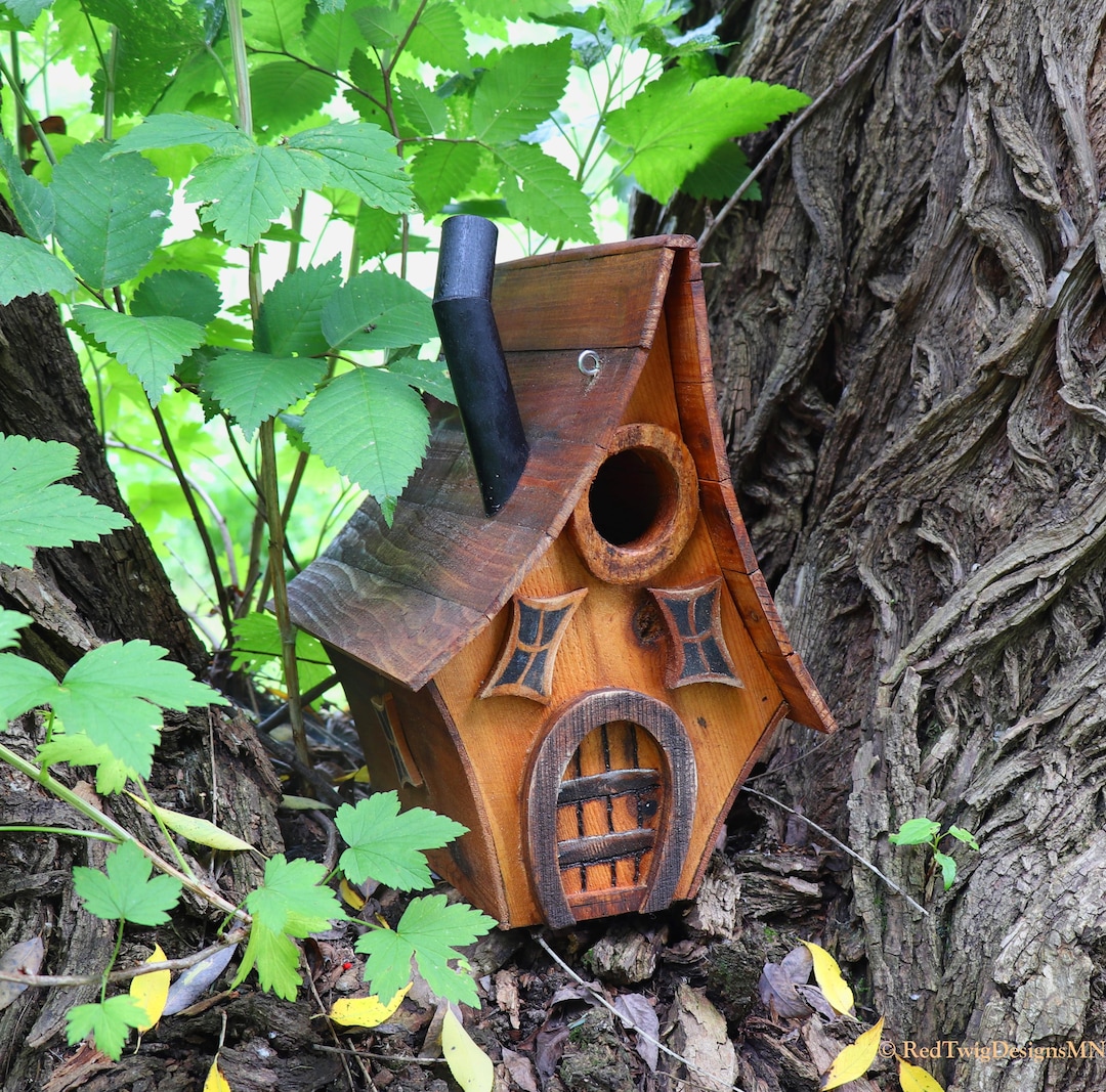 Rustic Reclaimed Wood Bird House: Whimsical Fairy Garden Decor - Etsy
