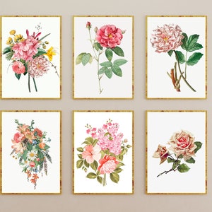Vintage Botanical Printable Set, Instant Download, Botanical Art Prints, Botanical Art Watercolor, Flower Print, Botanical Prints Set of 6