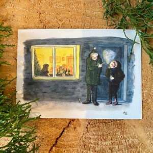 Carte de Voeux A6 Aquarelle / Fin de repas