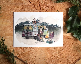 Carte de voeux A6 / Christmas of Love - Aquarelle