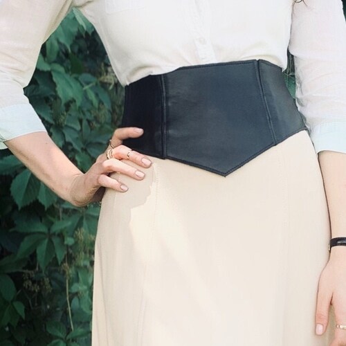 Black Leather Obi Belt Women's Wrap Belt Etsy