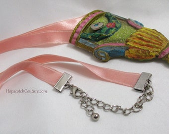 Pastel Plaster Pendant, Victorian Keepsake Sautoir Necklace, Colorful Upcycled Y Necklace, Hand Painted Statement Jewelry by Marelle Couture