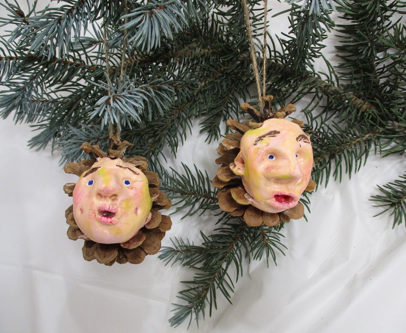 No Longer Available, Man Face Christmas Tree Ornament, Pinecone